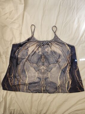 Women's Marble-Print Spaghetti Strap Tank Top - Navy